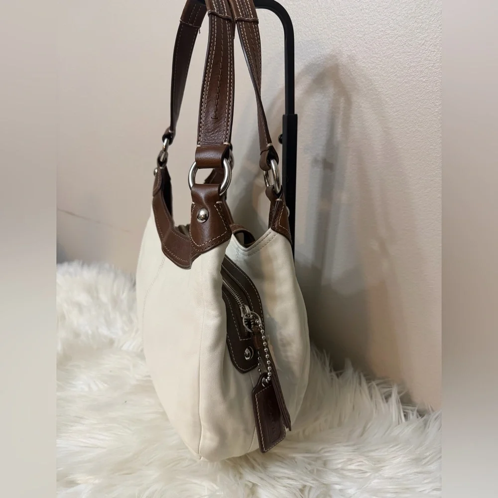 Coach White and Brown Hobo Bag# F15527